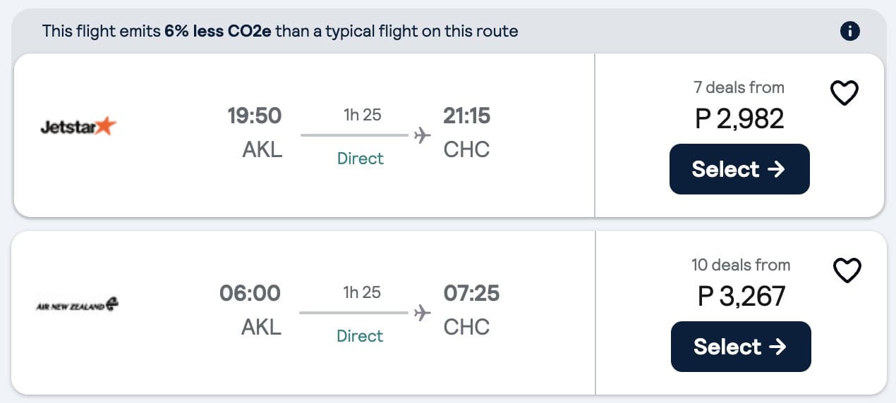 AUCKLAND-CHRISTCHURCH Flights