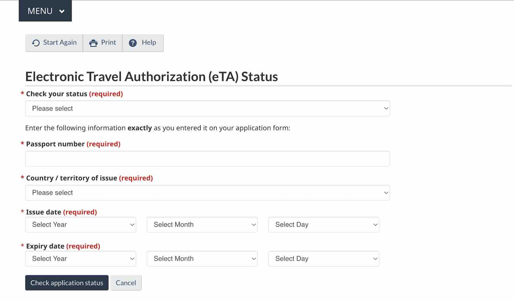 Canada eTA Check Status