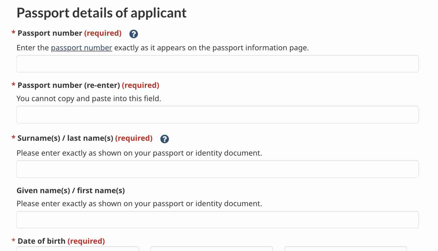 Canada eTA Passport Details