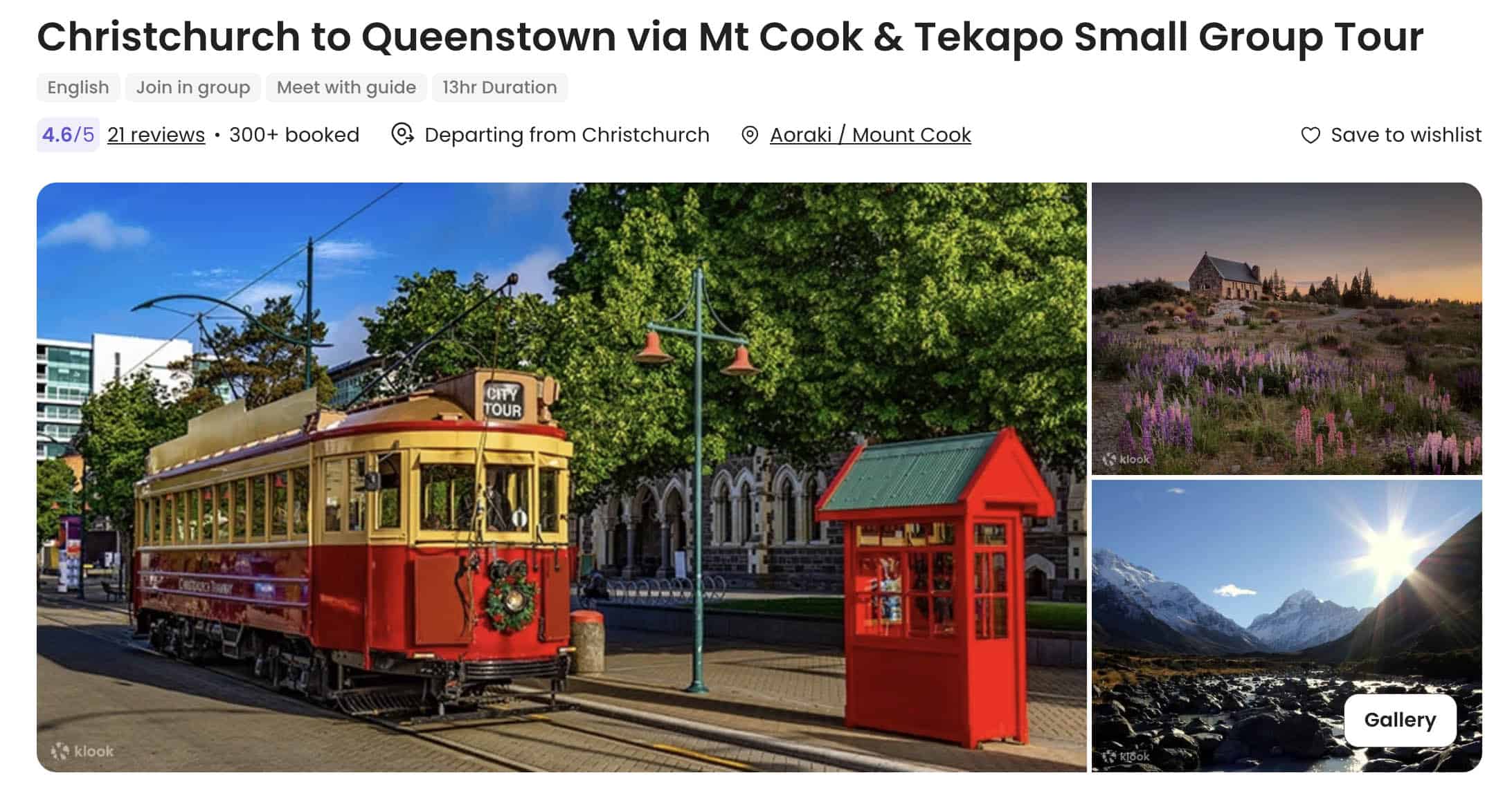 Klook Christchurch Queenstown One Way Tour