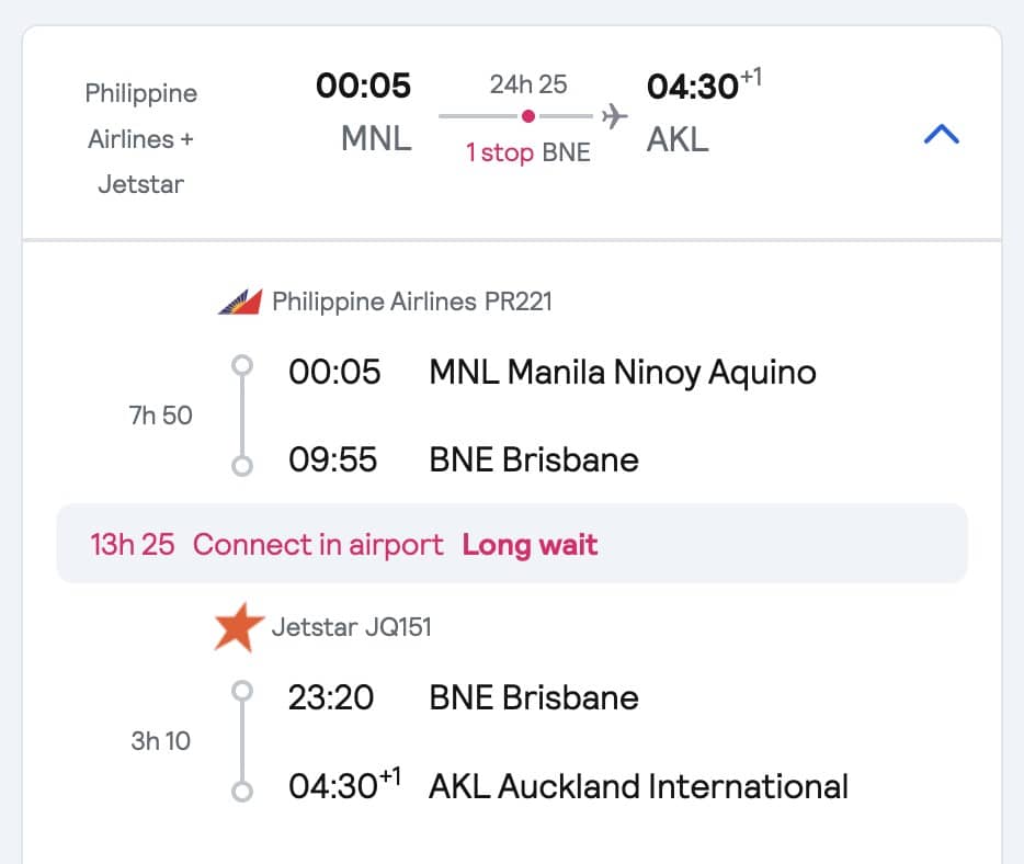 Manila to Auckland Different Airline Transit Visa