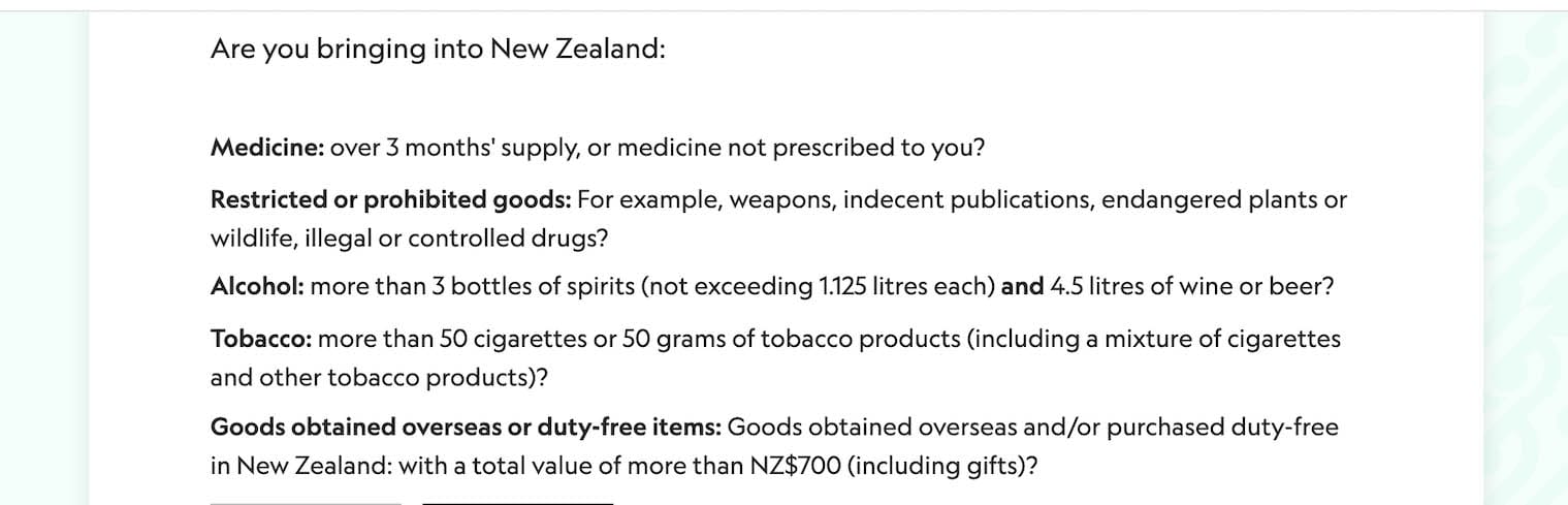 New Zealand Airport RESTRICTED ITEMS