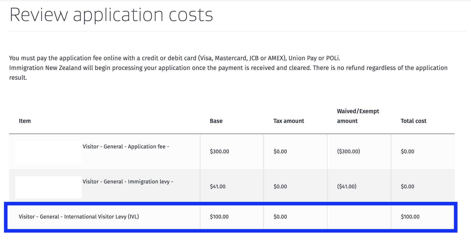 New Zealand Visa Cost