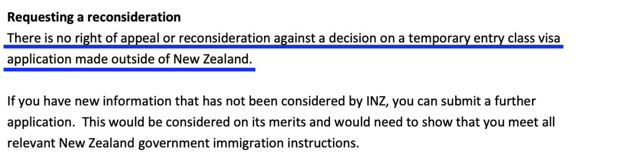 New Zealand Visa Refusal Letter Reconsideration